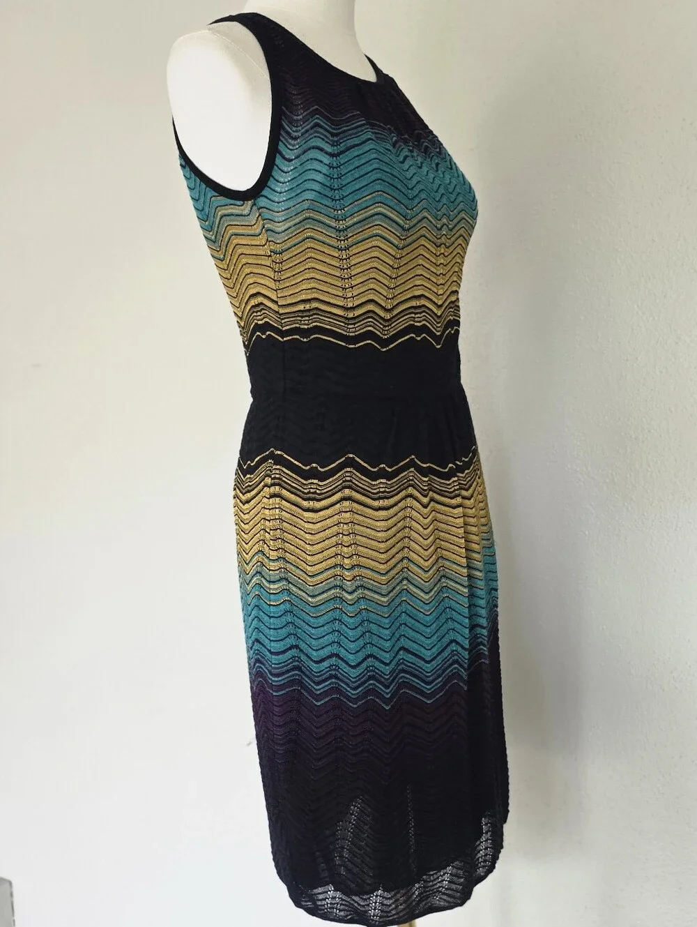 Vtg Missoni M Chevron Zig-Zag Sleeveless Knit Dress Colorblock Size IT 44 - Picture 5 of 12